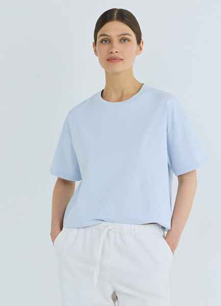 Футболка оверсайз из плотного хлопка Голубой 1399₽