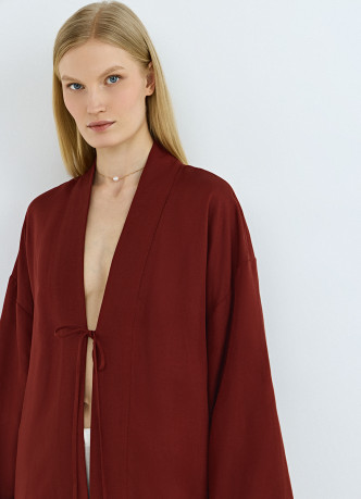 Кимоно на завязках из вискозы и льна