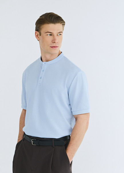 Поло с воротником-стойкой Голубой 1999₽