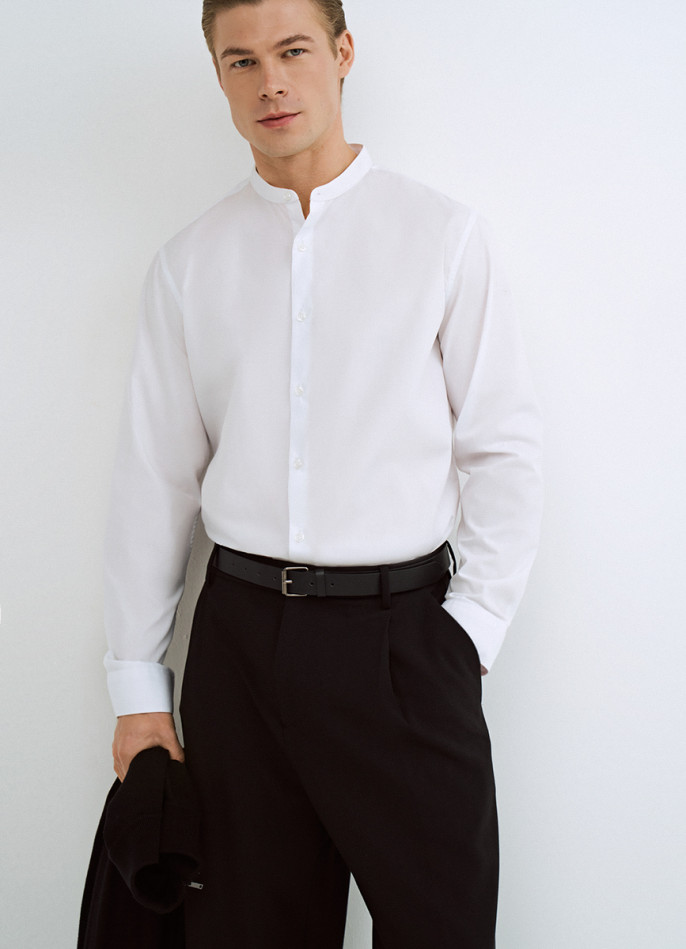 Рубашка c воротником мао