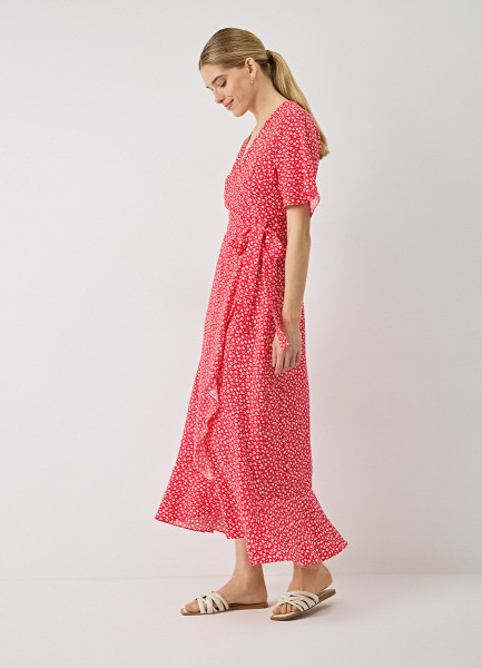 Платье на запах из вискозы, Красный O`Stin LR16A7O02-14, размер 48
