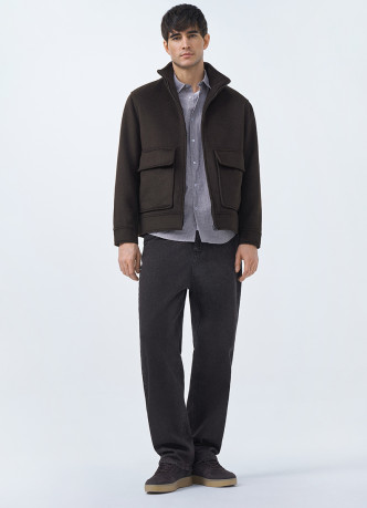 Куртка из пальтовой ткани с накладными карманами