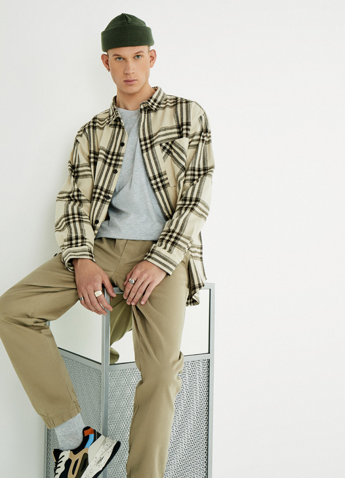 Рубашка Comfort Fit из плотного твила в клетку