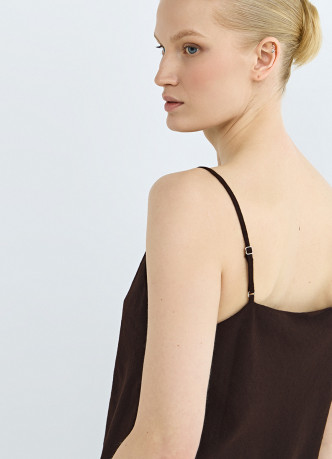 Топ изо льна на бретелях