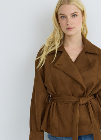 Куртка из искусственной замши с поясом