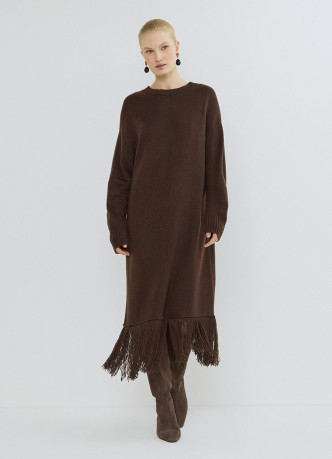 Вязаное платье с бахромой