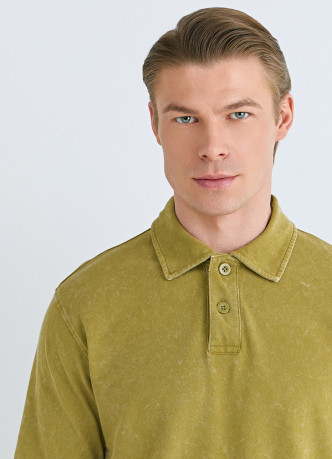 Поло из хлопка с эффектом стирки