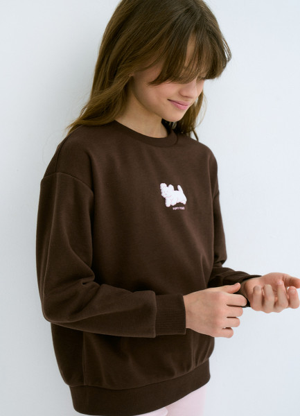 Свитшот с принтом для девочек Коричневый 1399₽