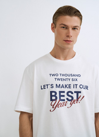 Пижамная футболка с текстовым принтом