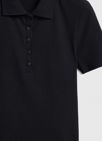 Поло в рубчик с коротким рукавом