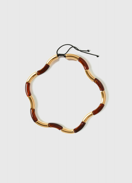 

Колье с бусинами из смолы, Коричневый