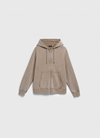 Толстовка на молнии с эффектом стирки