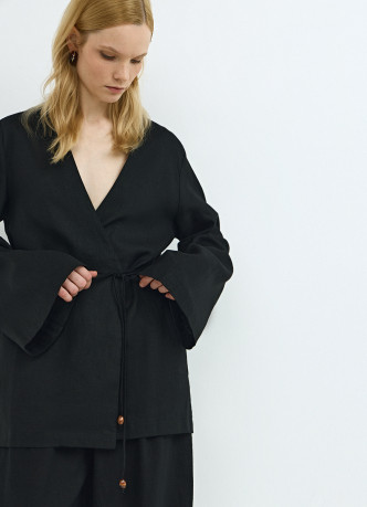 Рубашка изо льна с завязкой