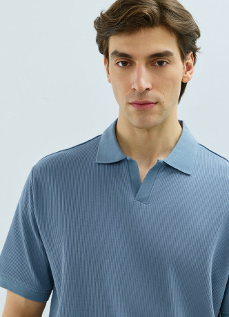 Поло из текстурной хлопковой ткани