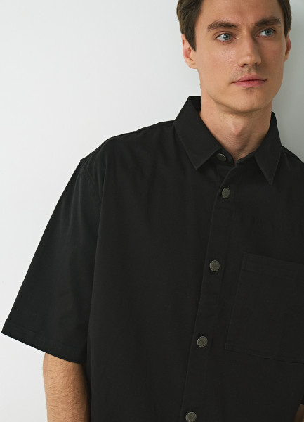 Рубашка из твила, Черный O`Stin MS4696O02-99, размер 48 - фото 5