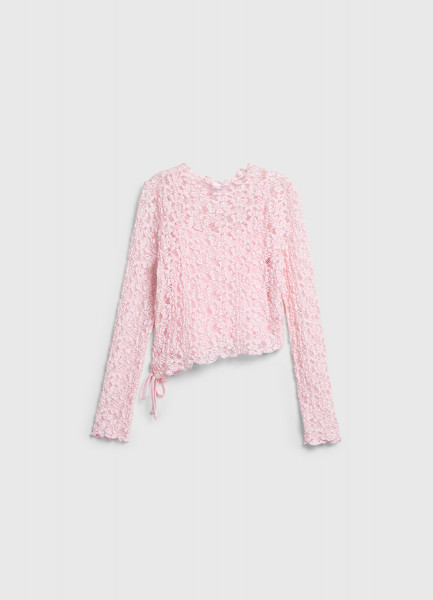 

Кружевной лонгслив с завязками для девочек, Розовый