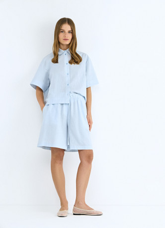 Рубашка изо льна и хлопка с коротким рукавом