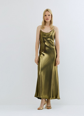 Платье из ткани с эффектом жидкого золота