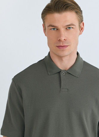 Поло из текстурной хлопковой ткани