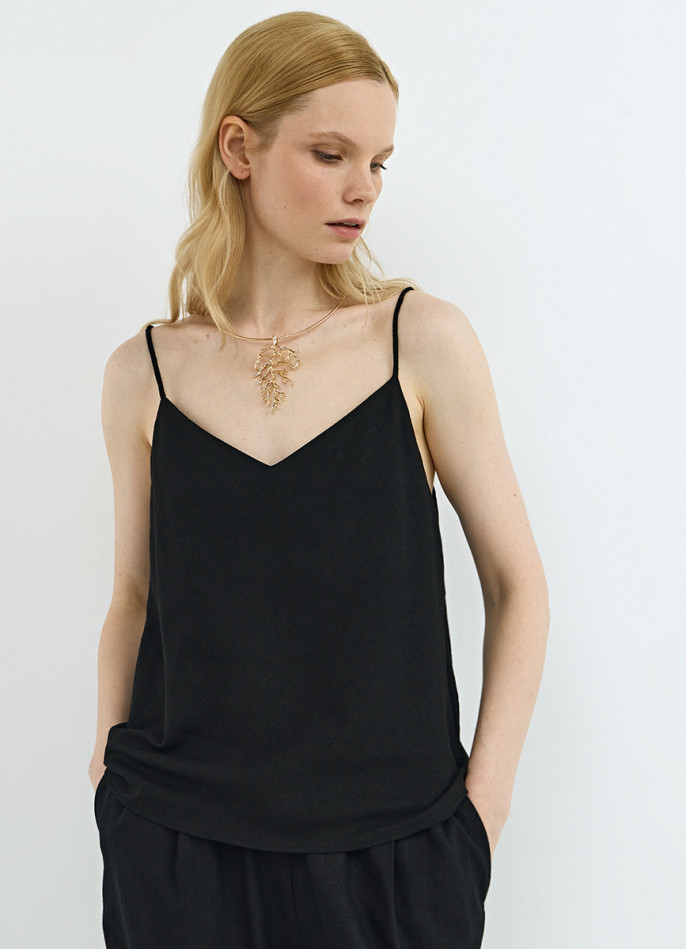 Топ изо льна на бретелях