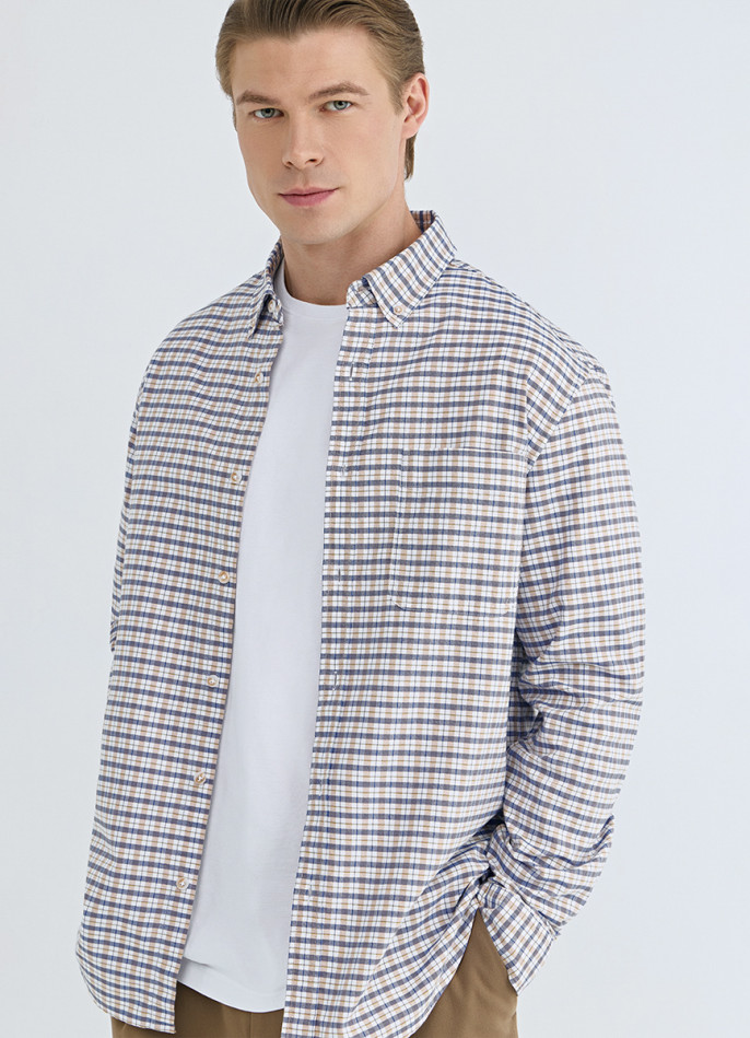 Рубашка в клетку из хлопка оксфорд