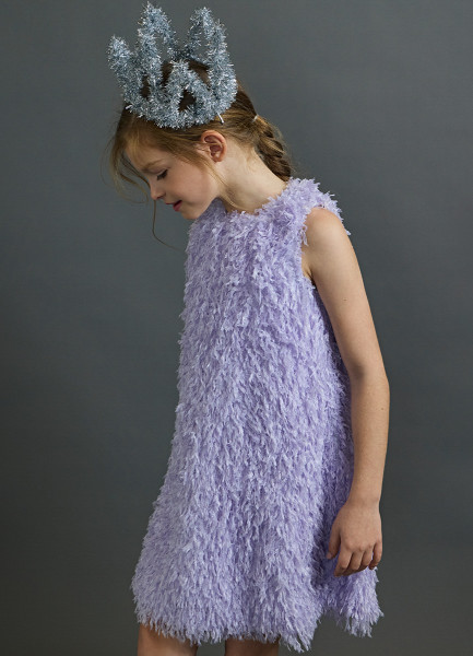 

Фактурное платье мини для девочек, Фиолетовый