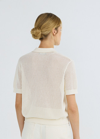 Джемпер поло из ажурной пряжи