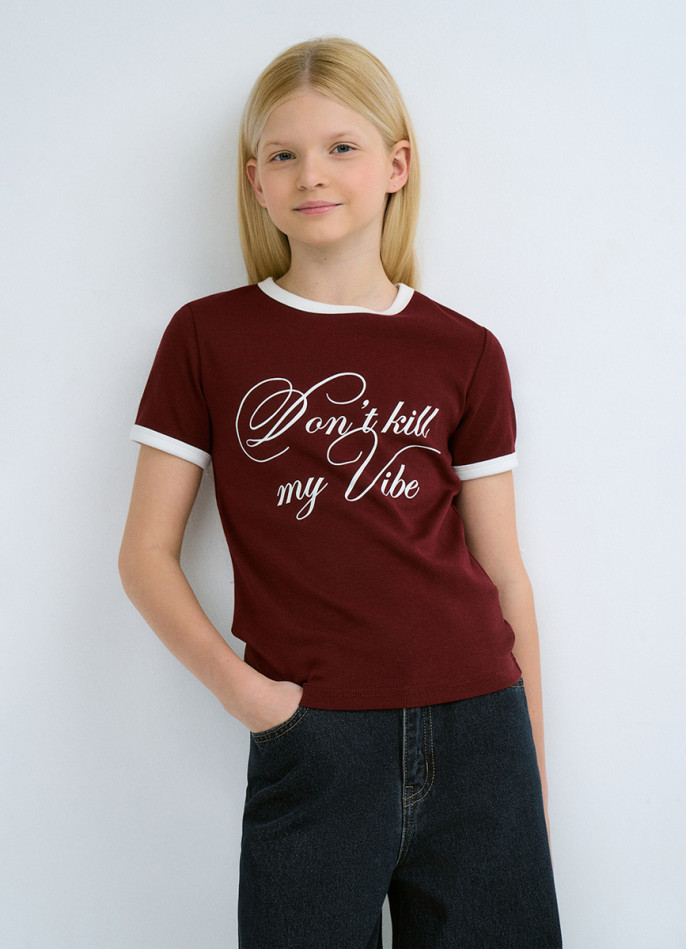 Футболка в рубчик для девочек