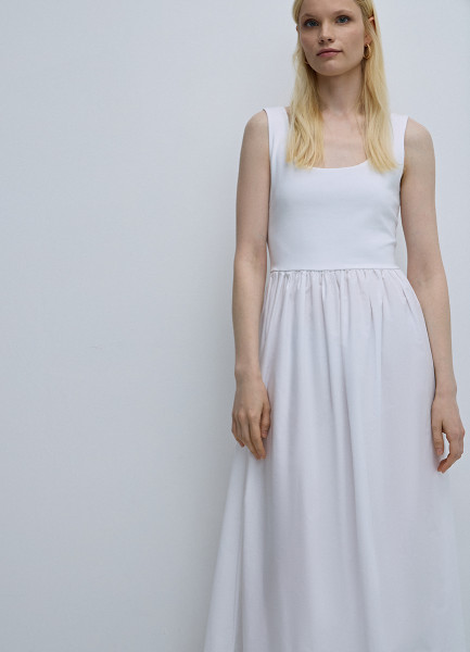 Хлопковое платье миди, Белый O`Stin LR46AIO02-01, размер 48 - фото 2