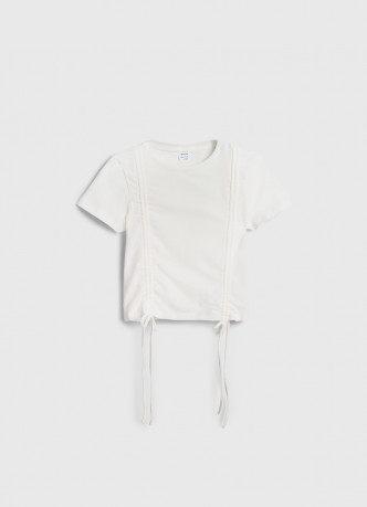 Футболка с драпировкой и завязками для девочек