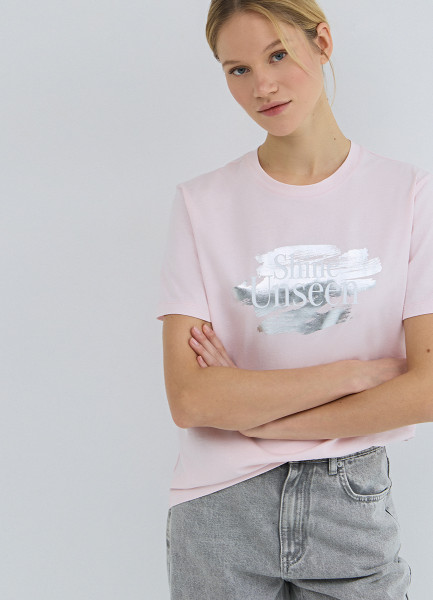 

Футболка с принтом, Розовый
