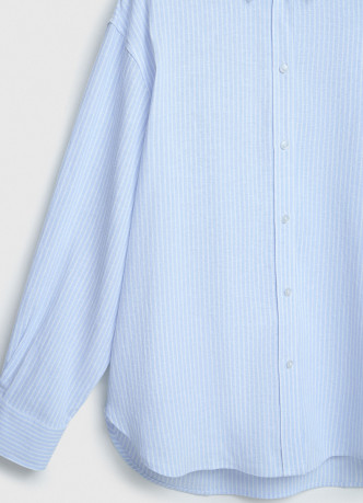 Рубашка в полоску из смесового льна