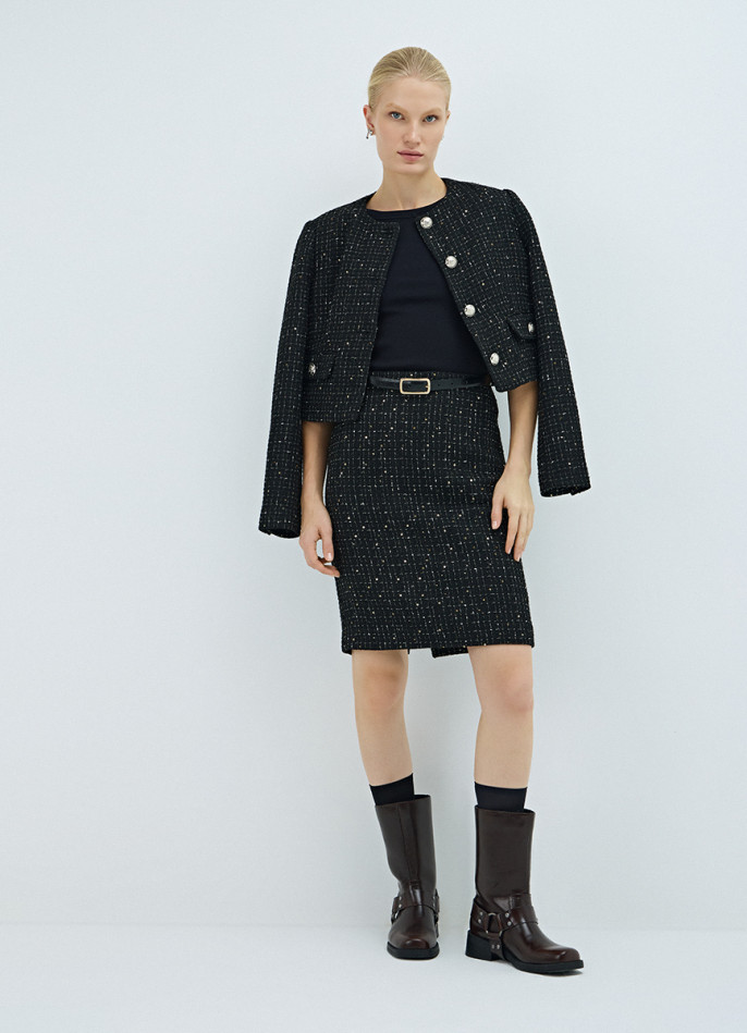 Твидовая юбка миди