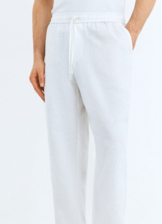 Брюки изо льна с эластичным поясом