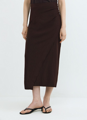 Льняная юбка миди с запахом