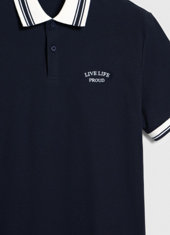 Поло из хлопка с принтом