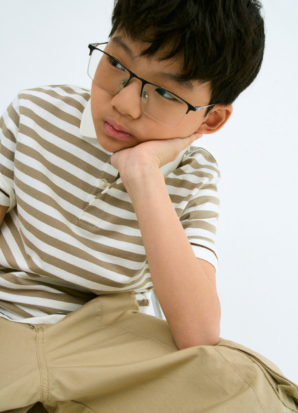 

Поло в полоску с вышивкой для мальчиков, Бежевый