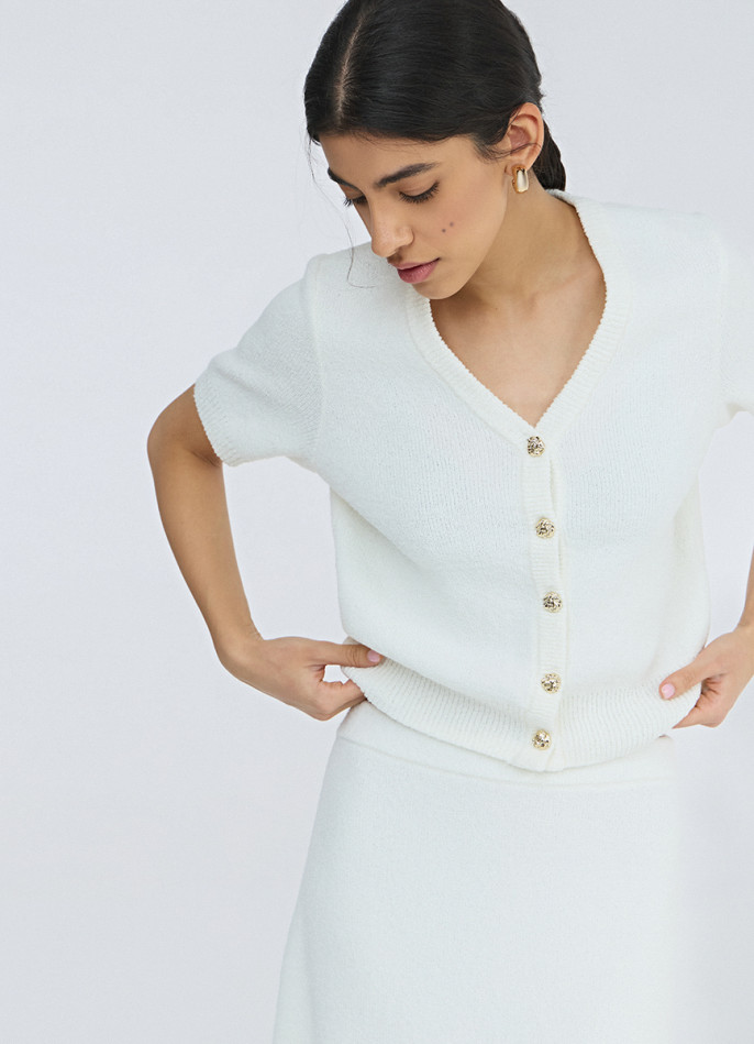 Укороченный кардиган с коротким рукавом