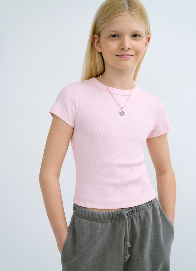 Футболка в рубчик для девочек