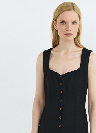 Платье из смесового льна с вырезом каре