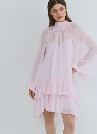 Платье мини с рюшами