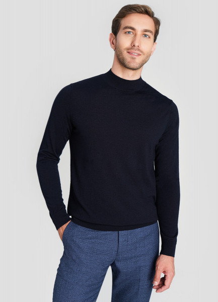

Джемпер Mock-neck из шерсти мериноса, Черно-синий