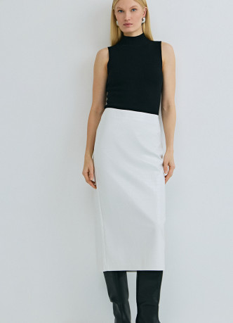 Прямая юбка миди из искусственной кожи