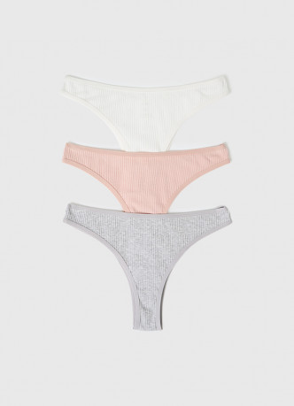 Трусы-бразилиана в рубчик, 3 шт.
