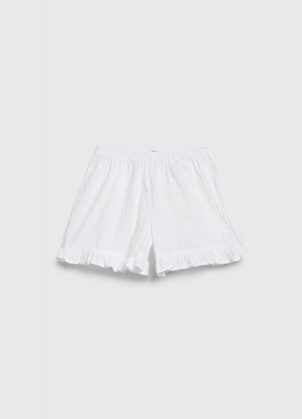 Шорты из ткани с жатым эффектом для девочек, Белый