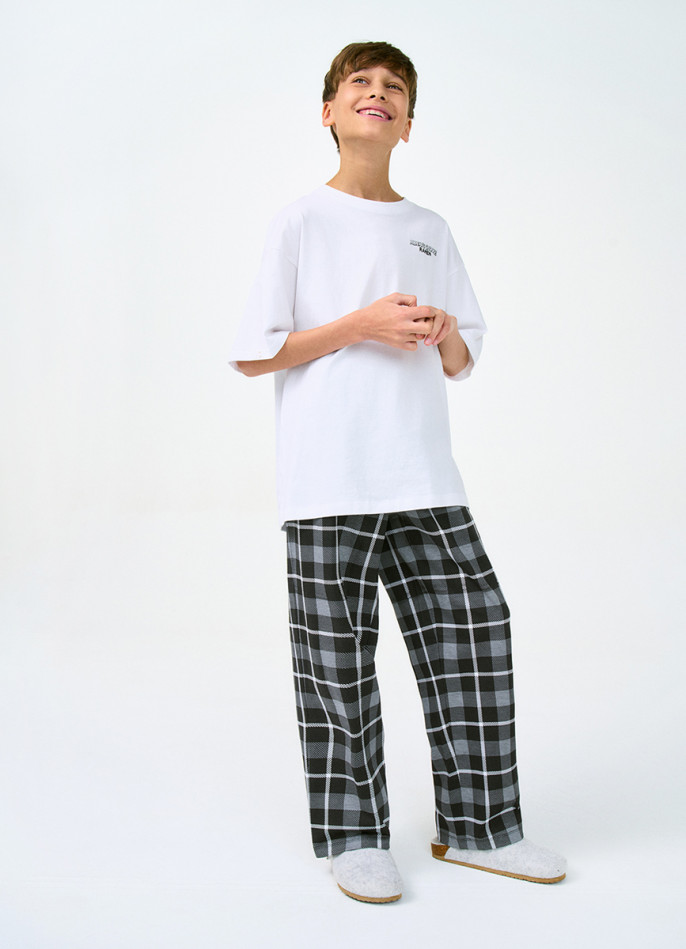 Брюки пижамные в клетку для мальчиков