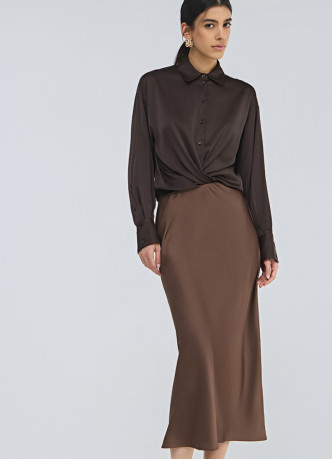 Атласная юбка миди А-силуэта