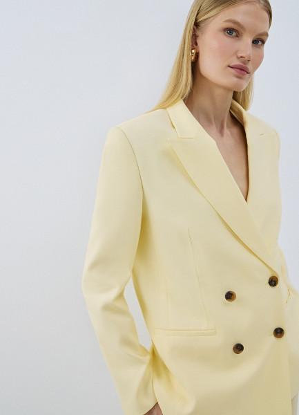 Двубортный жакет со льном Желтый 8999₽