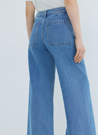 Укороченные широкие джинсы