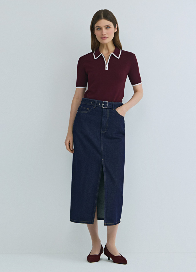 Джинсовая юбка миди